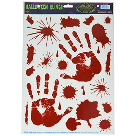 Beistle Bloody Handprint Clings 12inch by 17inch Sheet for sale online